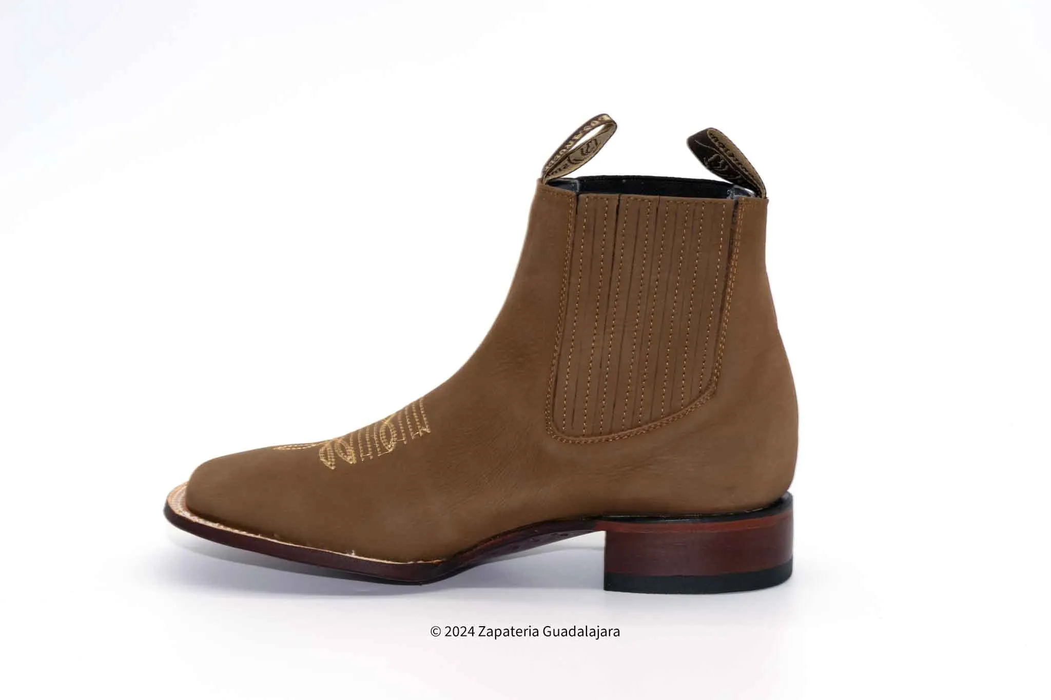MEN'S WIDE SQUARE TOE NOBUCK TABACO LEATHER BOOT-70BM6361