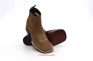 MEN'S WIDE SQUARE TOE NOBUCK TABACO LEATHER BOOT-70BM6361