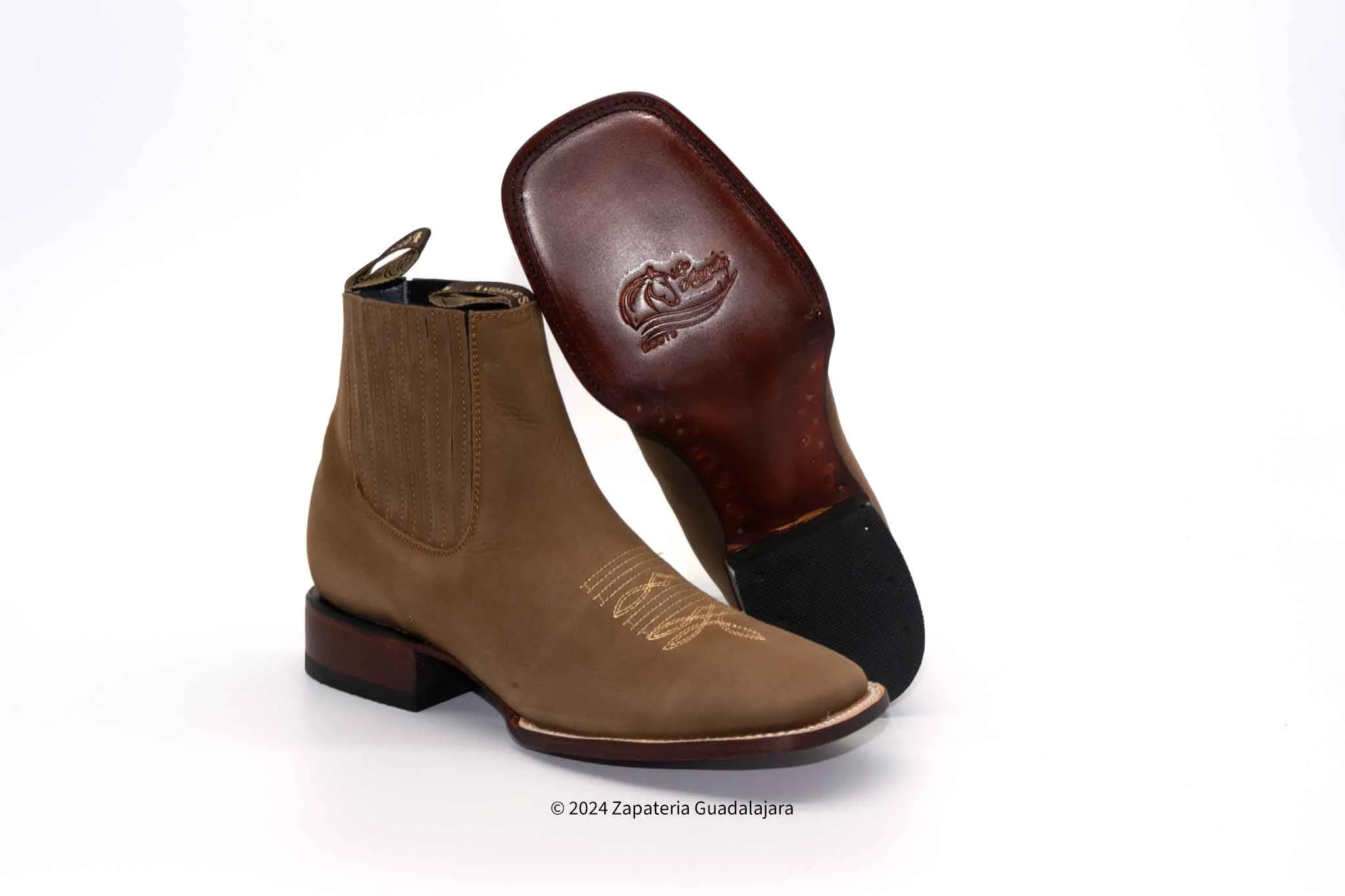 MEN'S WIDE SQUARE TOE NOBUCK TABACO LEATHER BOOT-70BM6361