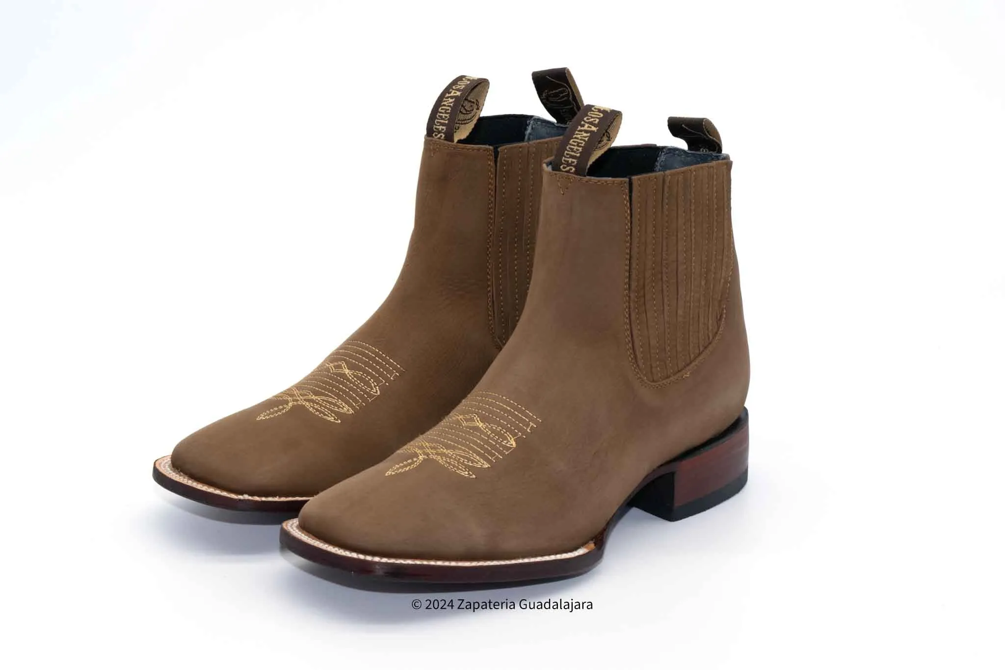 MEN'S WIDE SQUARE TOE NOBUCK TABACO LEATHER BOOT-70BM6361