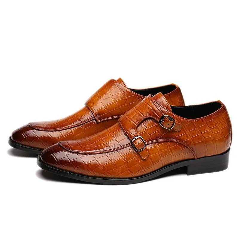 Men's Wood Pattern Genuine Leather Oxford Shoes