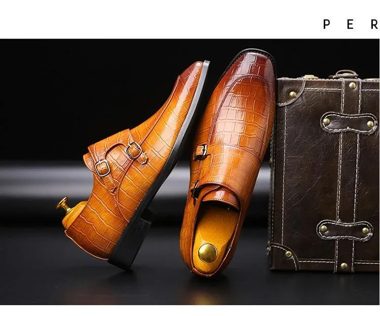 Men's Wood Pattern Genuine Leather Oxford Shoes