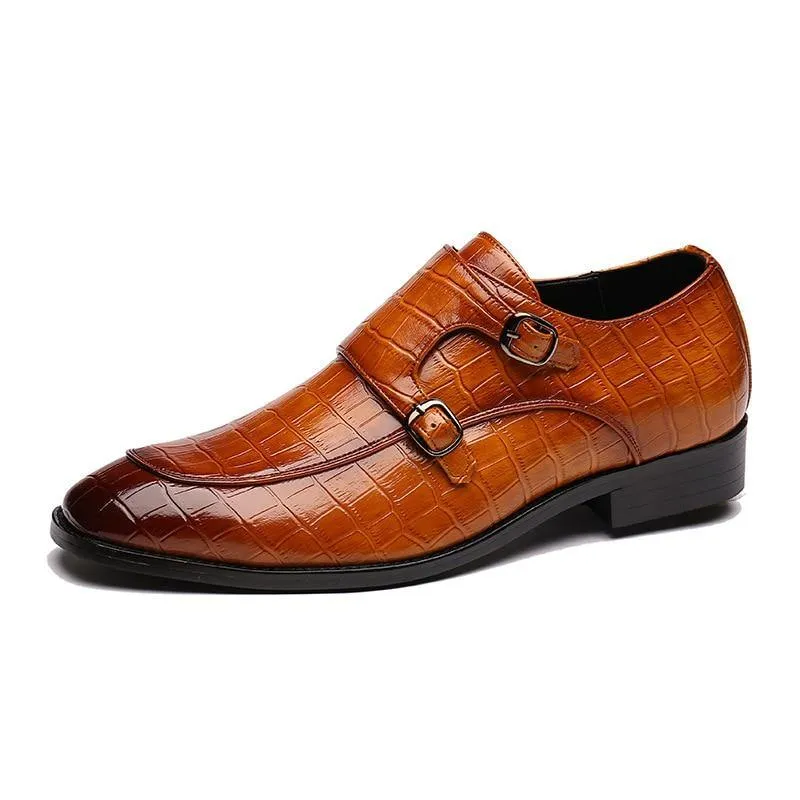 Men's Wood Pattern Genuine Leather Oxford Shoes