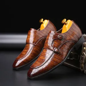 Men's Wood Pattern Genuine Leather Oxford Shoes