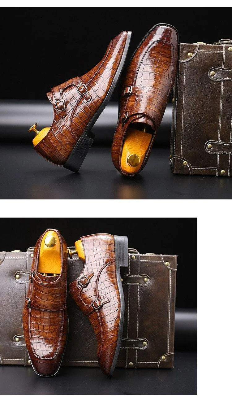 Men's Wood Pattern Genuine Leather Oxford Shoes