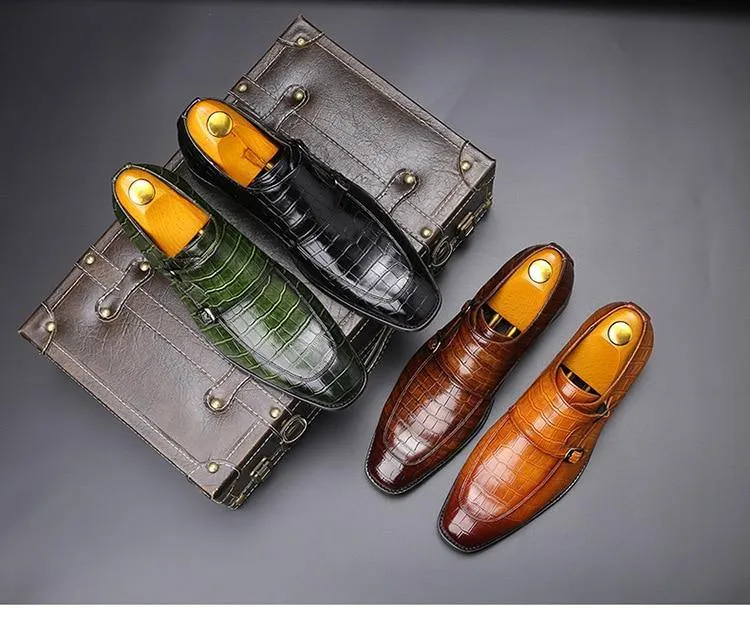 Men's Wood Pattern Genuine Leather Oxford Shoes