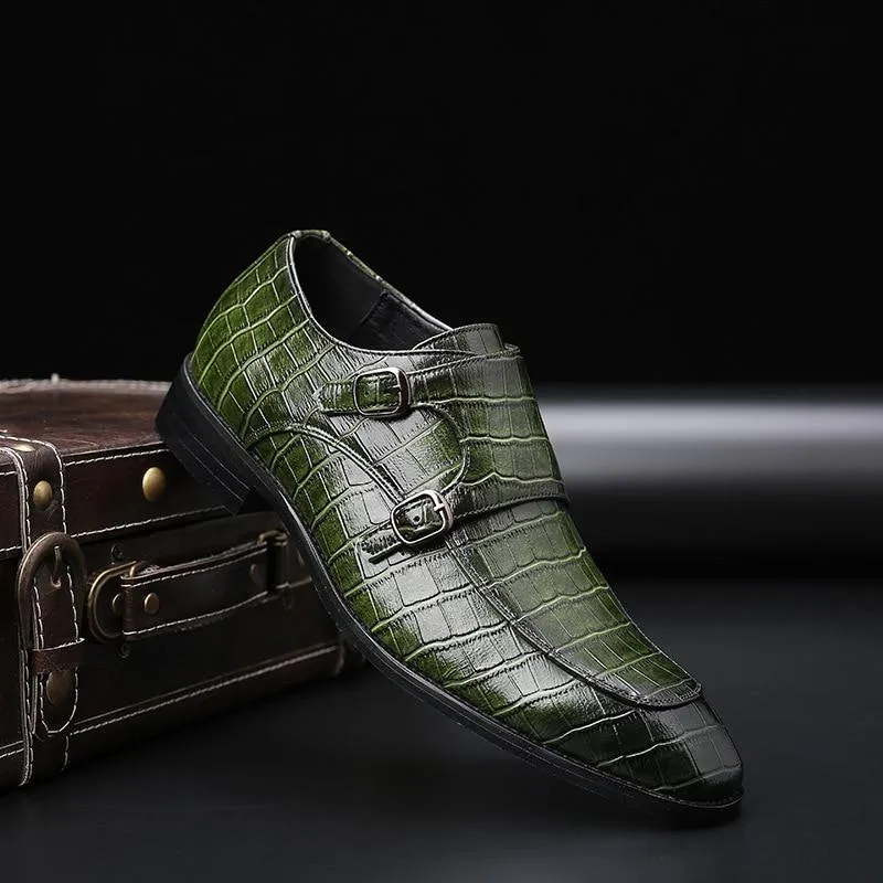 Men's Wood Pattern Genuine Leather Oxford Shoes