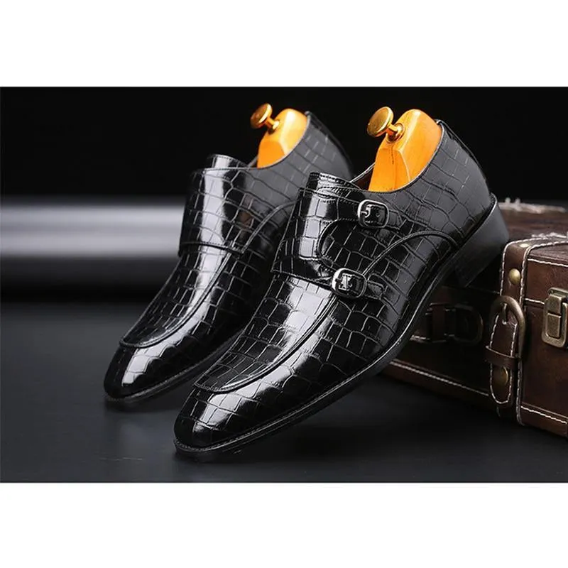 Men's Wood Pattern Genuine Leather Oxford Shoes