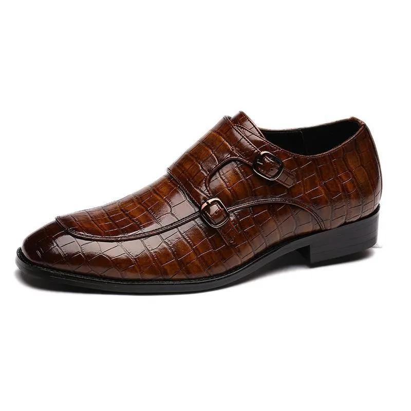 Men's Wood Pattern Genuine Leather Oxford Shoes