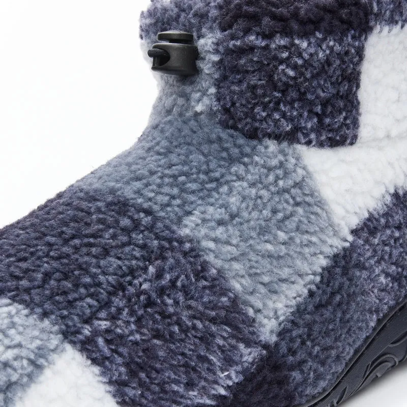 Neeson - Shorter Length Check Sherpa Slipper Boot - Navy Check