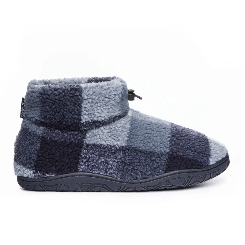 Neeson - Shorter Length Check Sherpa Slipper Boot - Navy Check