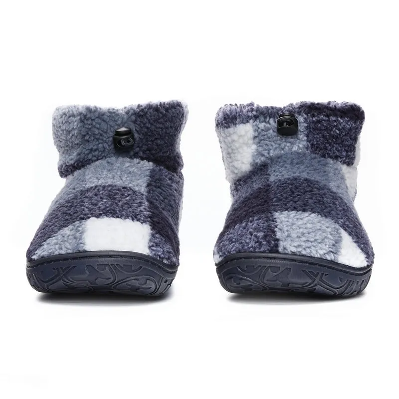 Neeson - Shorter Length Check Sherpa Slipper Boot - Navy Check
