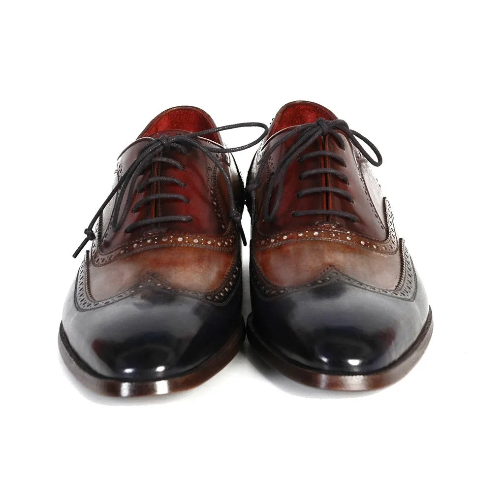 Paul Parkman Handmade Designer Shoes Handmade Men's Designer Shoes Three-Tone Wingtip Hand-Painted Oxfords (PM1030)