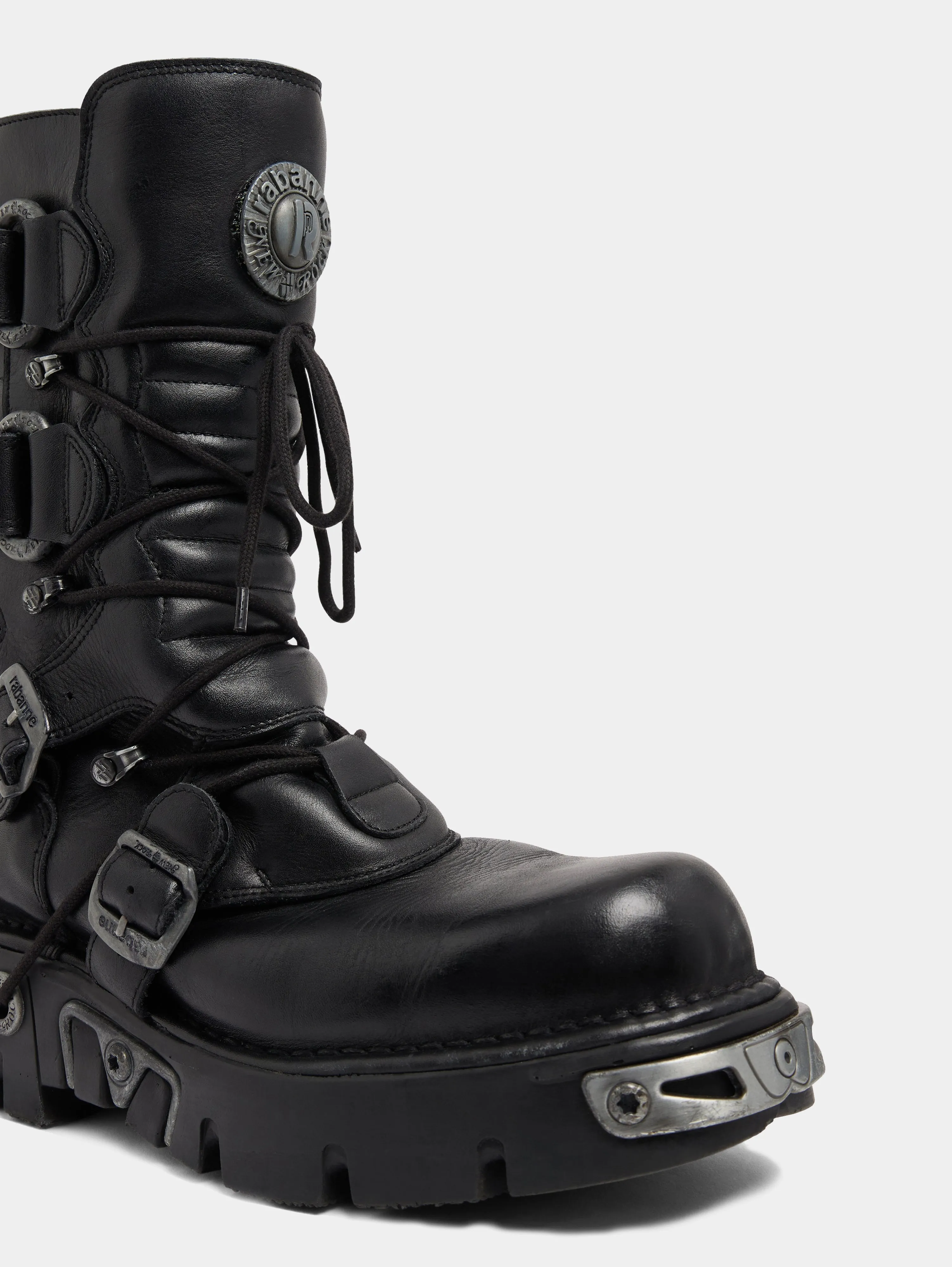 RABANNE x NEW ROCK BLACK BOOTS