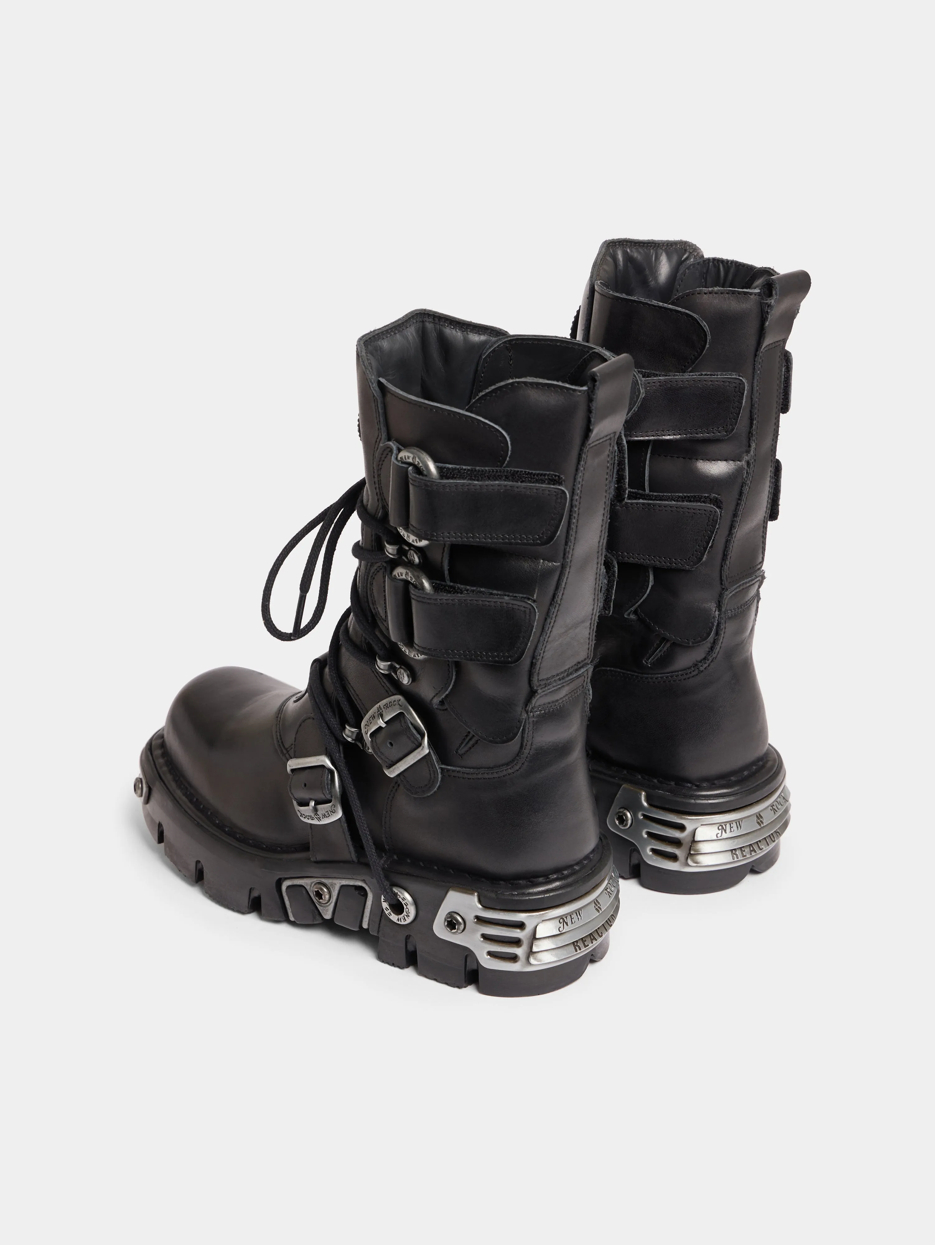 RABANNE x NEW ROCK BLACK BOOTS