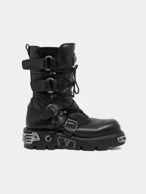 RABANNE x NEW ROCK BLACK BOOTS