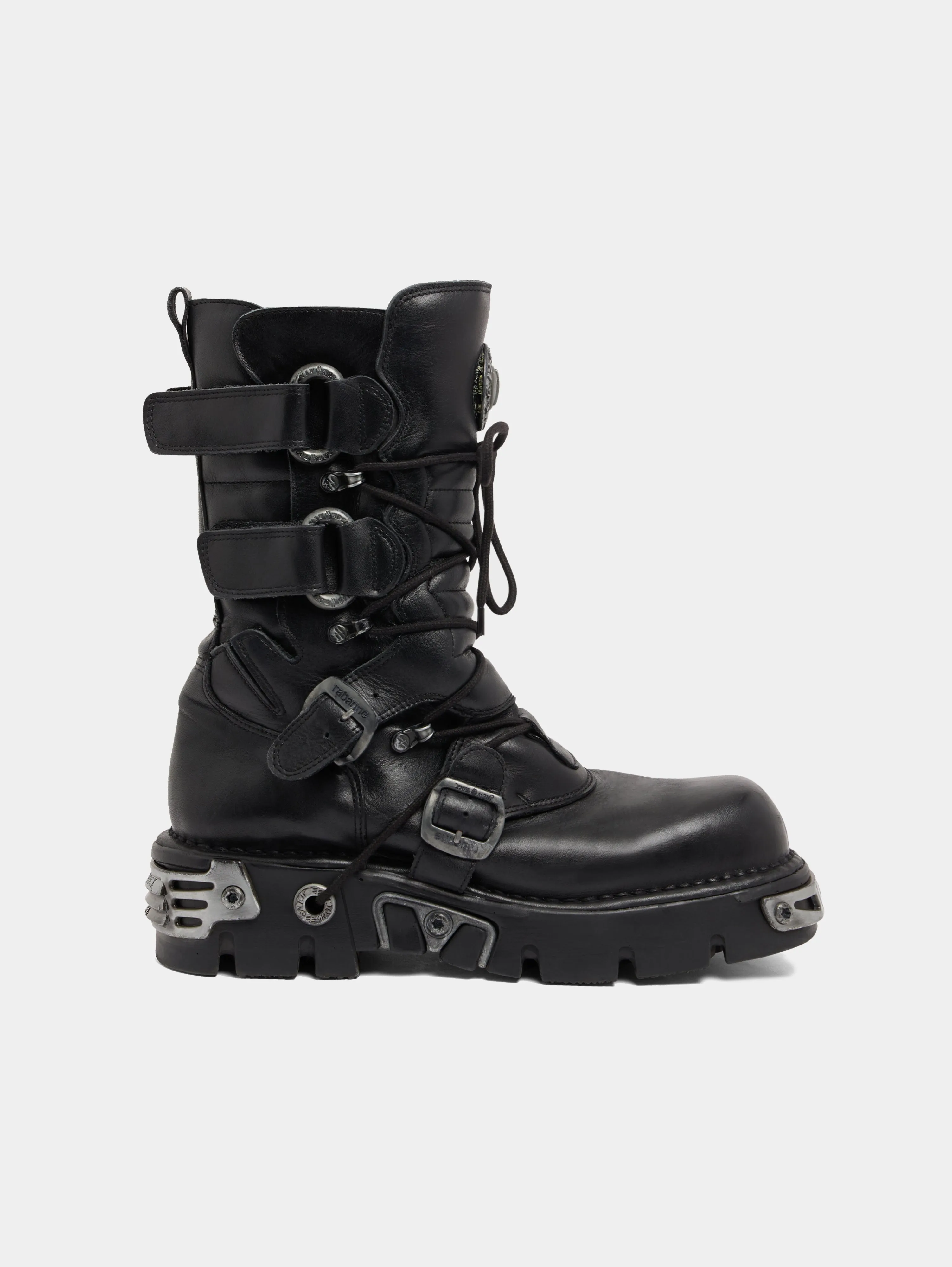 RABANNE x NEW ROCK BLACK BOOTS