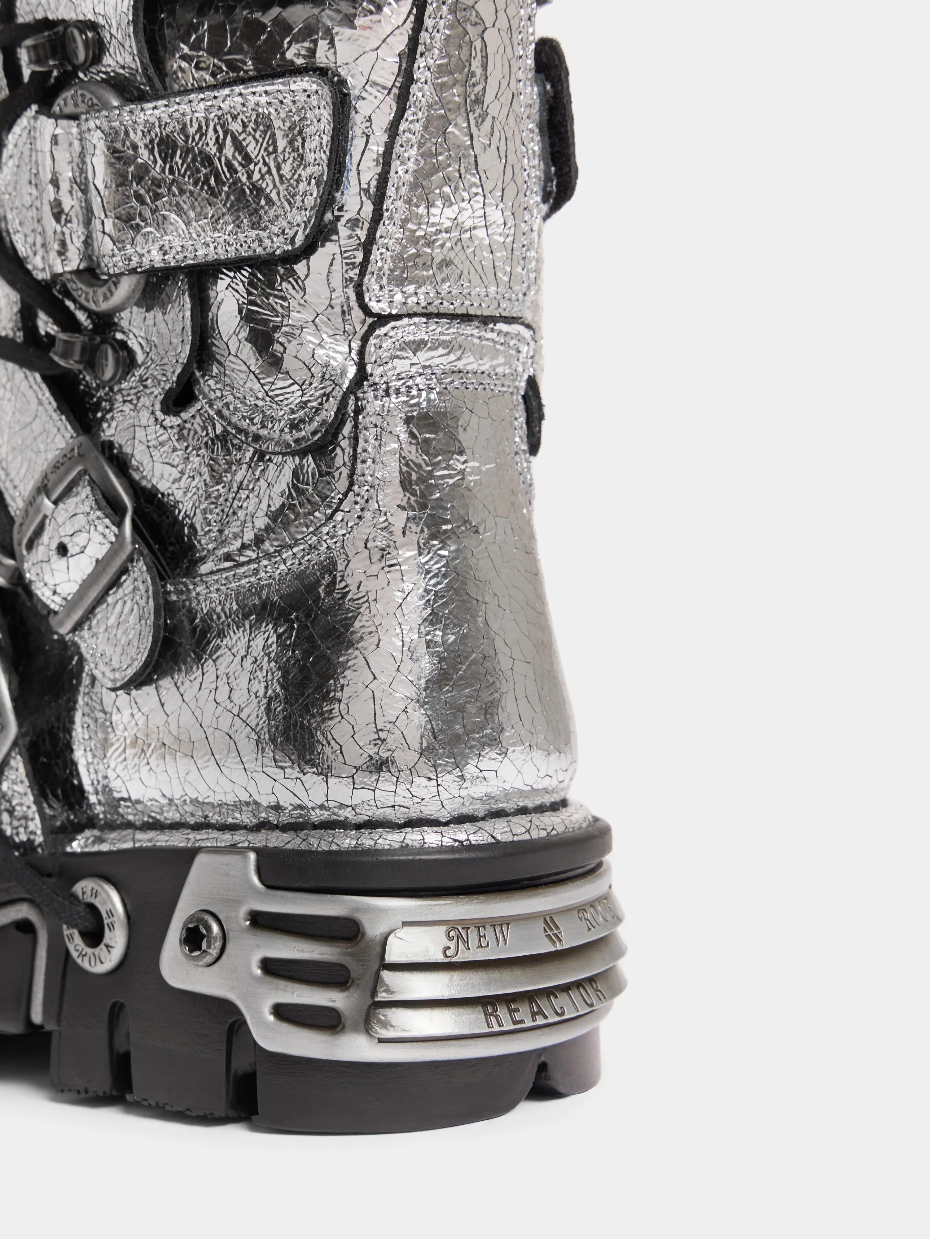 RABANNE x NEW ROCK SILVER BOOTS