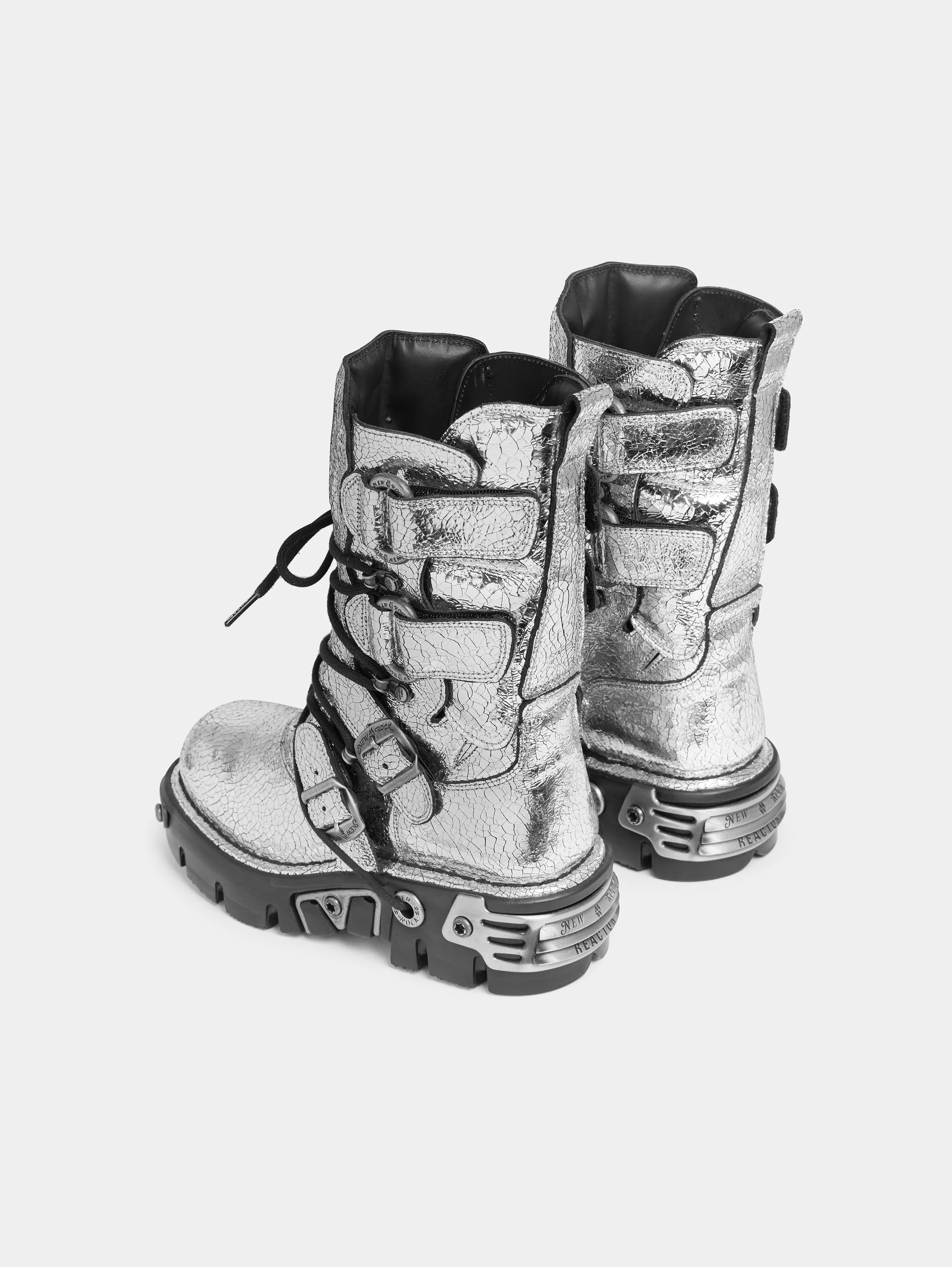 RABANNE x NEW ROCK SILVER BOOTS
