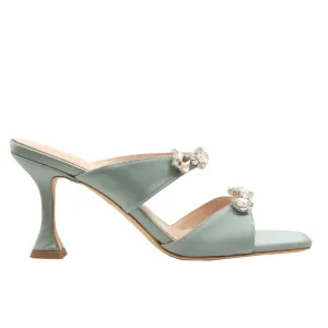 Raina Blue Satin | Crystal Mules