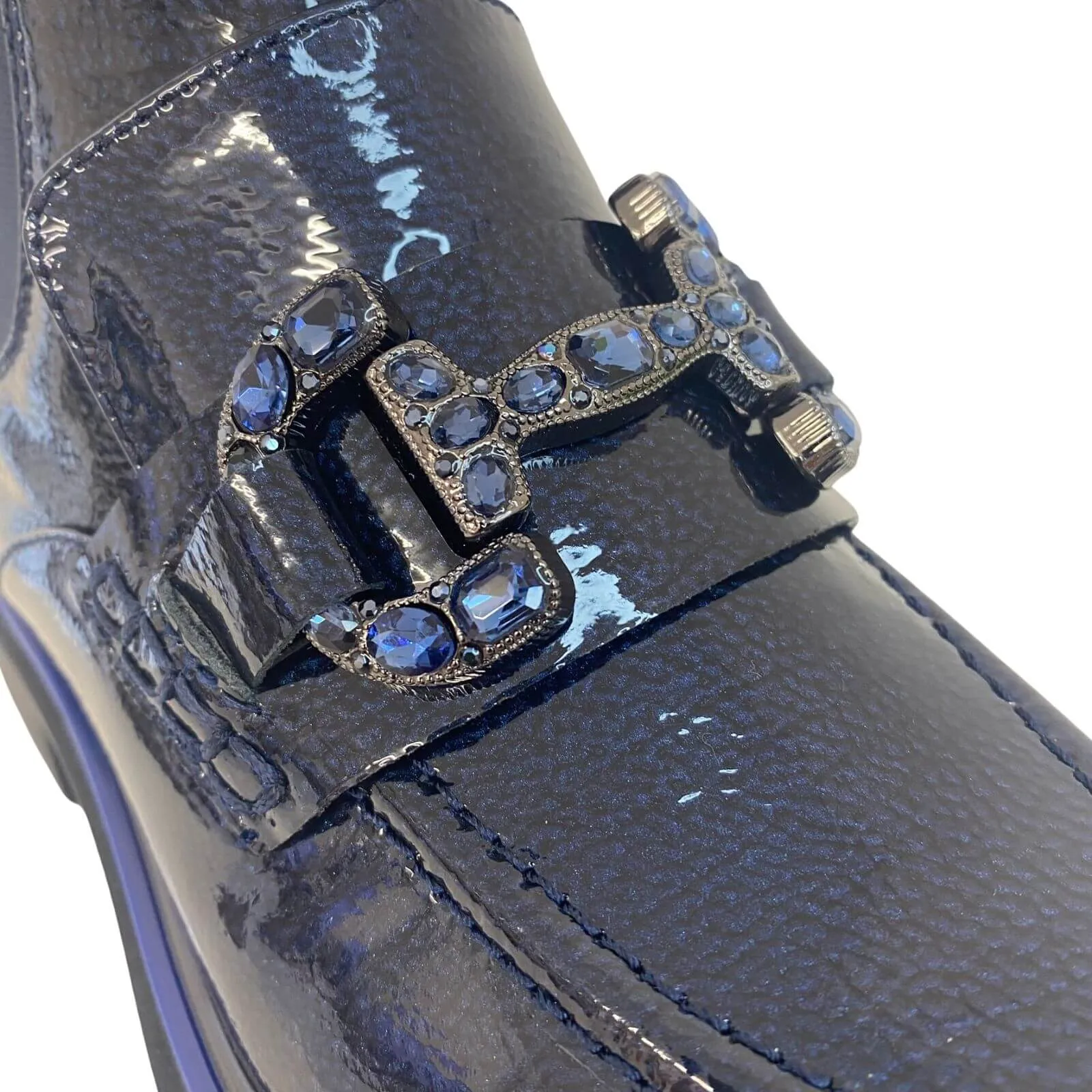 Regarde Le Ciel Ginevra Navy Sparkle Chunky Boots