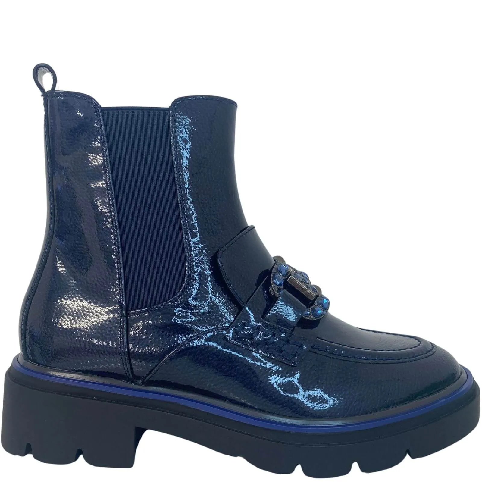 Regarde Le Ciel Ginevra Navy Sparkle Chunky Boots