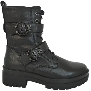 Regarde Le Ciel Olga Black Leather Biker Boots