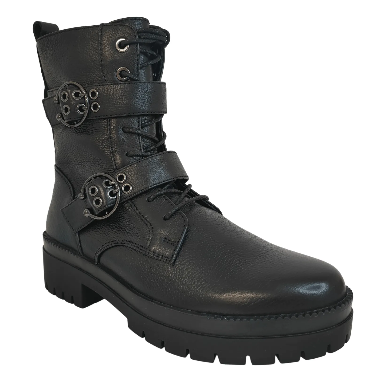 Regarde Le Ciel Olga Black Leather Biker Boots
