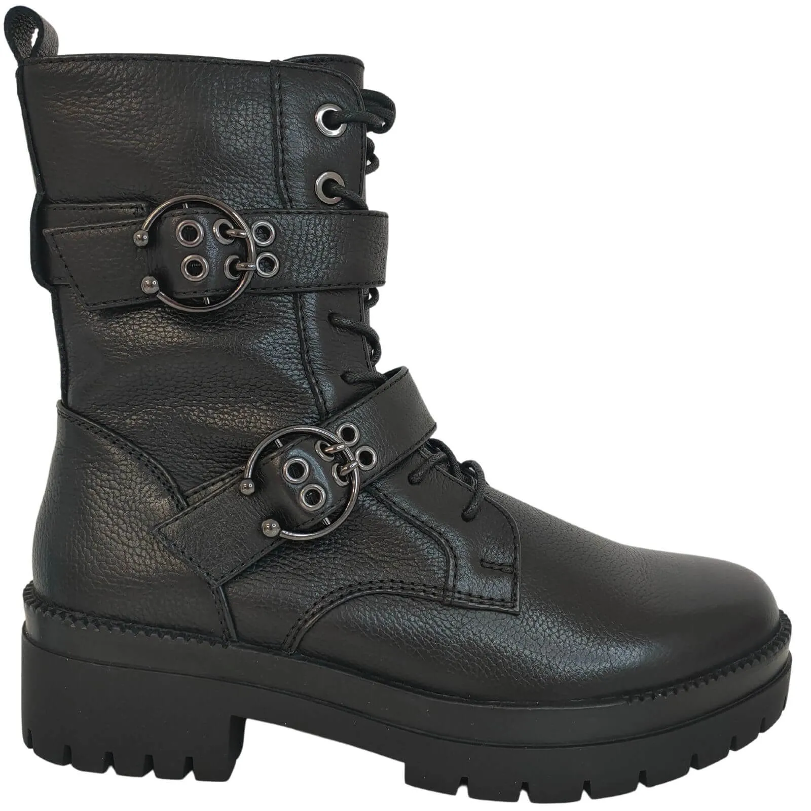 Regarde Le Ciel Olga Black Leather Biker Boots