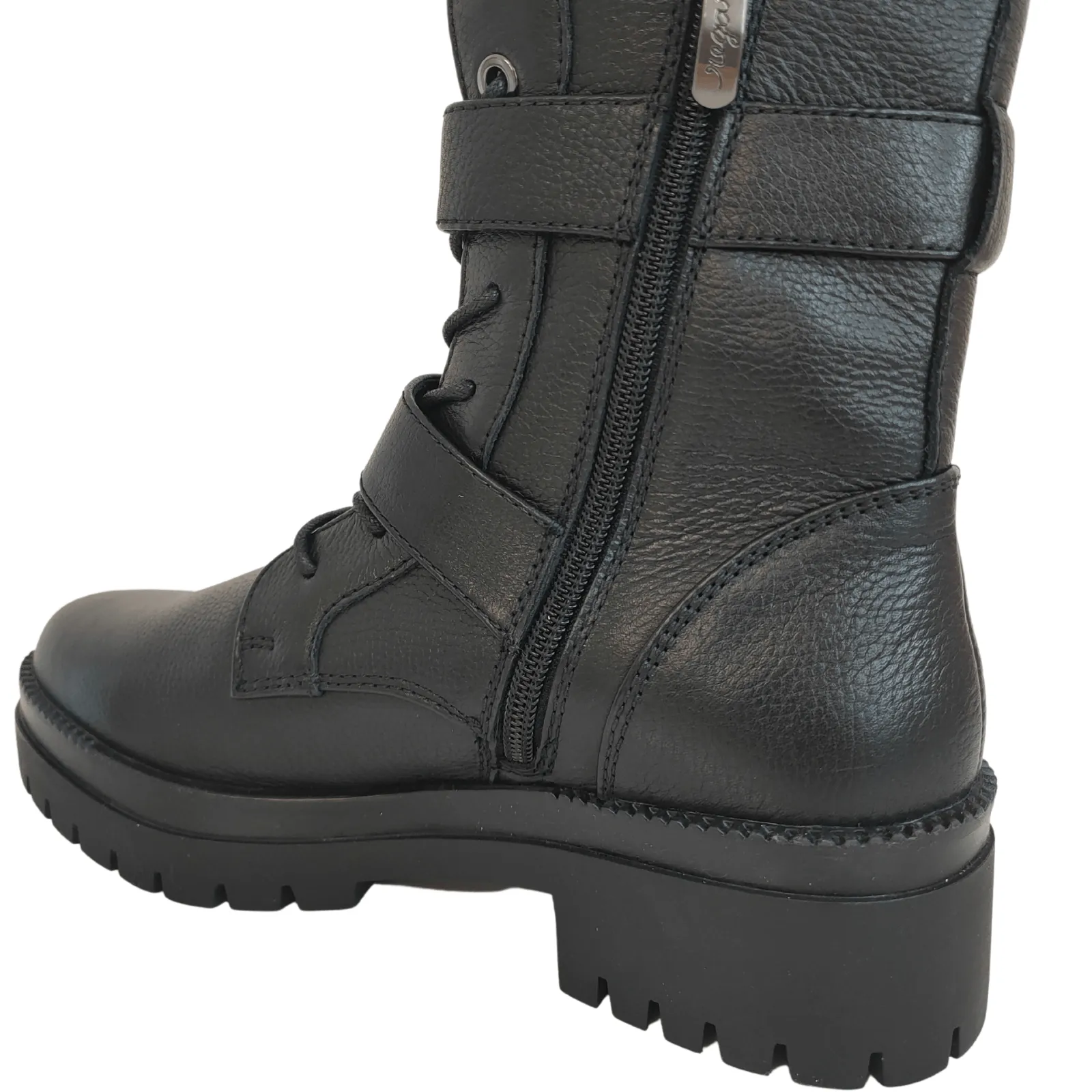 Regarde Le Ciel Olga Black Leather Biker Boots