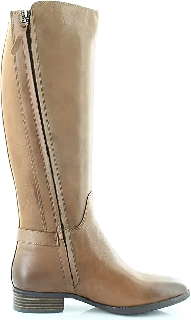 Sam Edelman Paxten Whiskey Leather Side Zip Round Toe Block Heel Knee High Boots