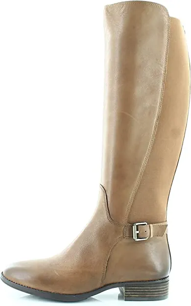Sam Edelman Paxten Whiskey Leather Side Zip Round Toe Block Heel Knee High Boots