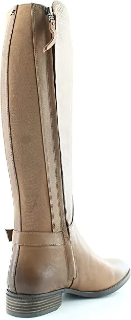 Sam Edelman Paxten Whiskey Leather Side Zip Round Toe Block Heel Knee High Boots