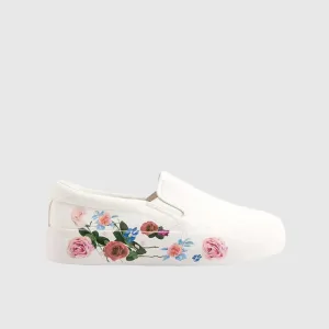 Slip On Sneaker White Floral 10581