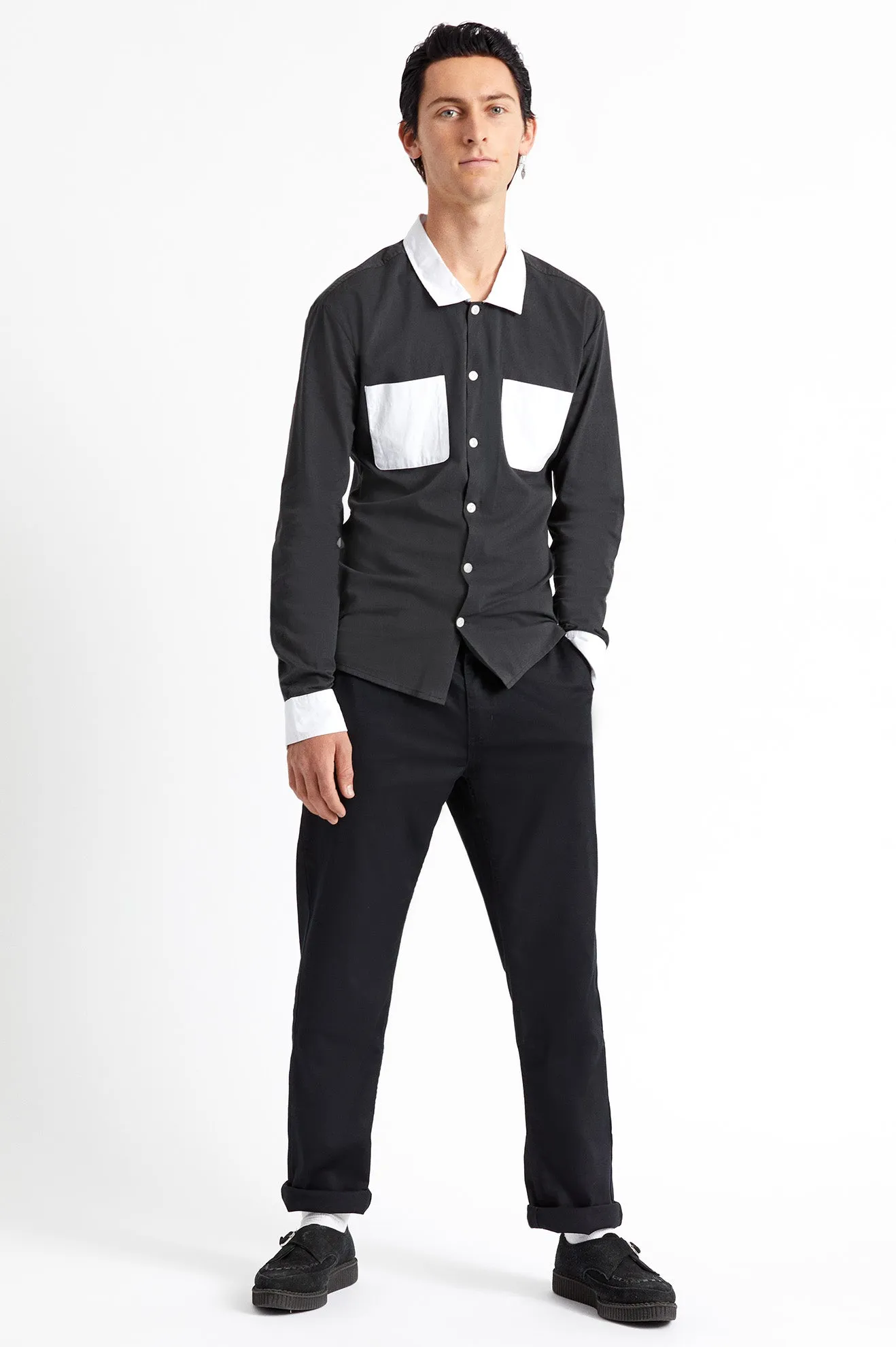 Strummer L/S Woven - Black/White