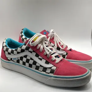 VANS X GOLF WANG Men's Pink/Blue Checkered Pro Skateboarding Sneakers SZ 11
