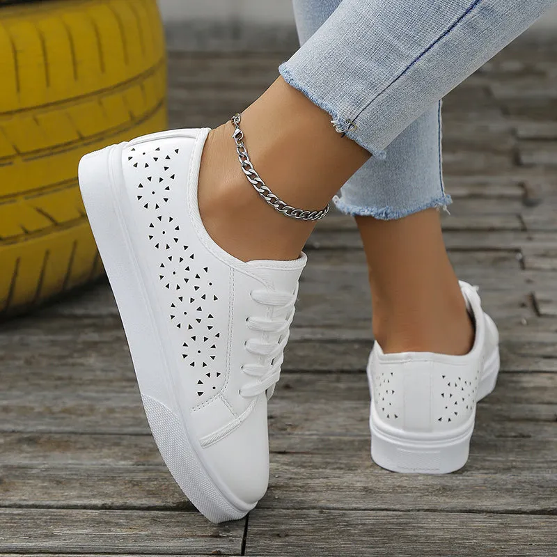 Women casual sneakers hollow breathable walking cute sneakers