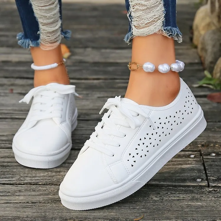 Women casual sneakers hollow breathable walking cute sneakers