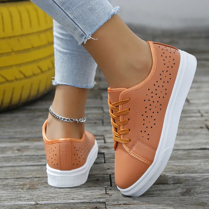Women casual sneakers hollow breathable walking cute sneakers