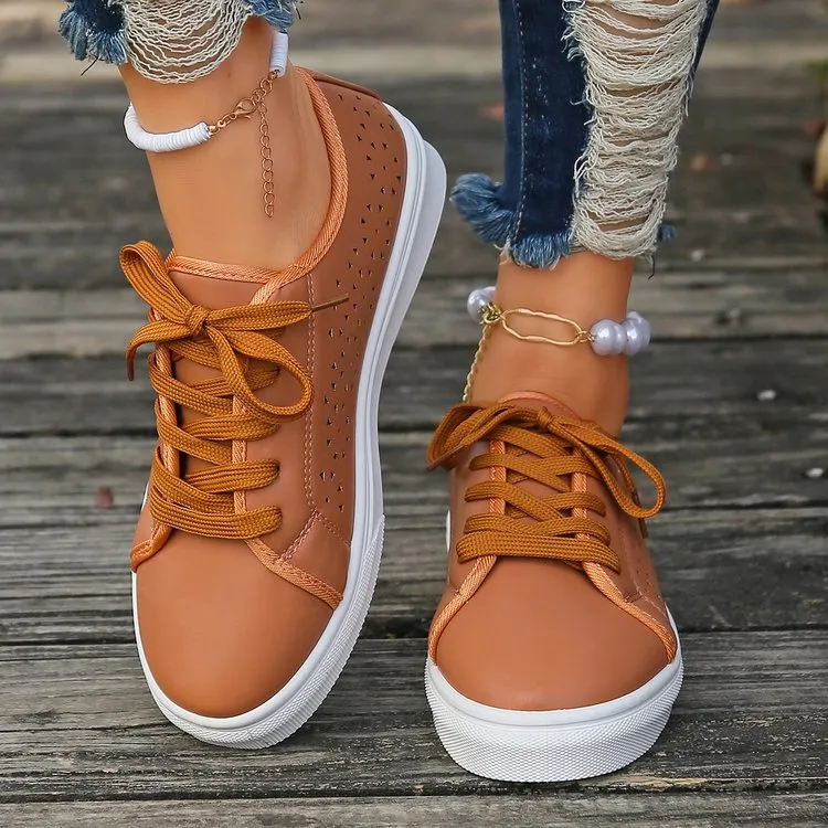 Women casual sneakers hollow breathable walking cute sneakers