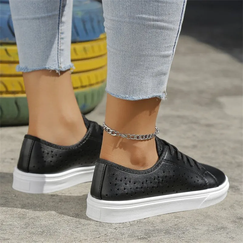 Women casual sneakers hollow breathable walking cute sneakers
