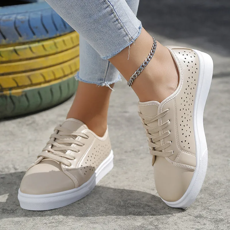 Women casual sneakers hollow breathable walking cute sneakers