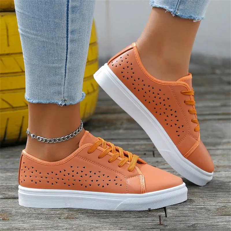 Women casual sneakers hollow breathable walking cute sneakers