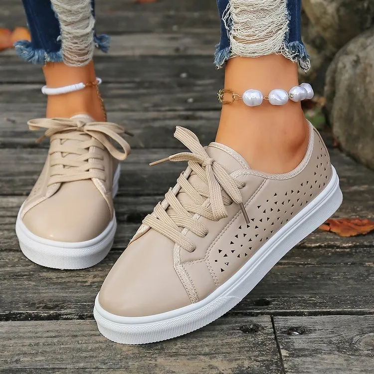 Women casual sneakers hollow breathable walking cute sneakers